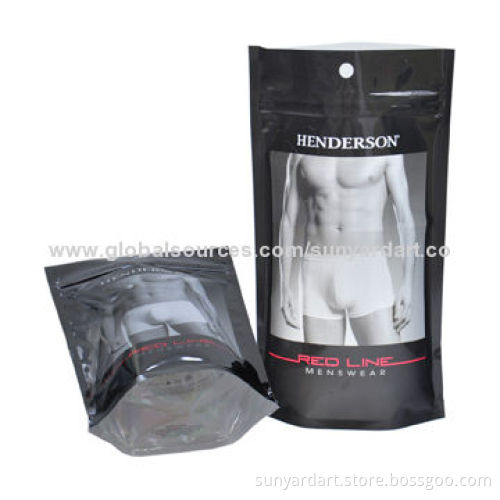 Stand-up Plastic Bags with Bottom Gusset, Euro Hole, Press zipper